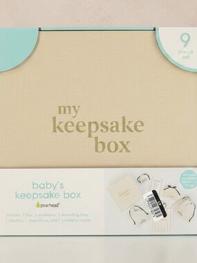 Pearhead My Keepsake Box - Cream Baby Keepsake Organizer (9-Piece Set)